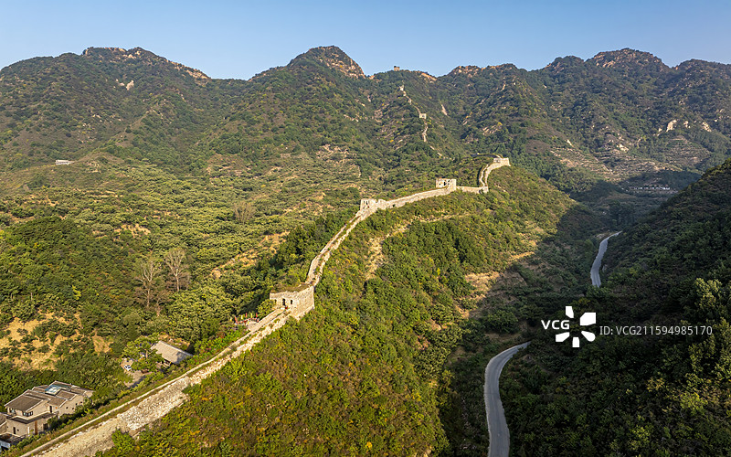 河北省唐山市迁西县青山关长城景区航拍图片素材