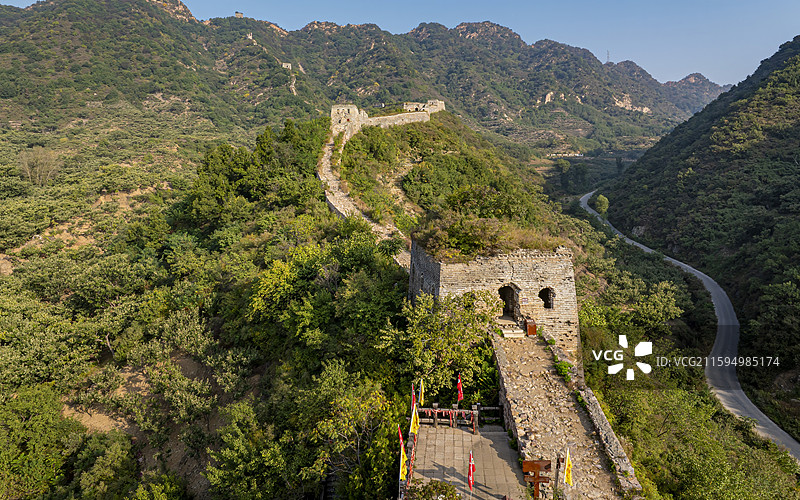 河北省唐山市迁西县青山关长城景区航拍图片素材