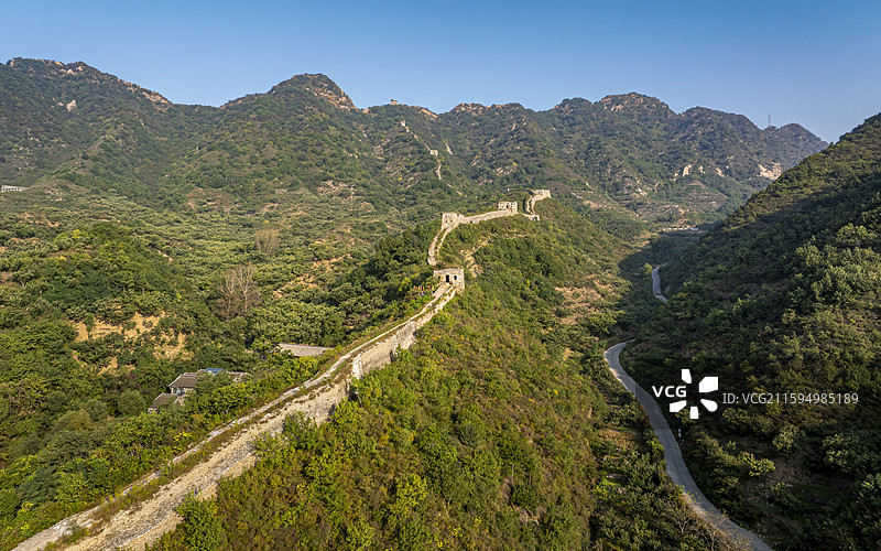 河北省唐山市迁西县青山关长城景区航拍图片素材