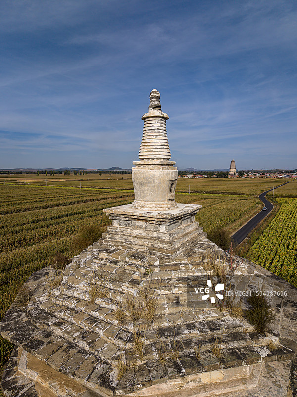 内蒙古赤峰市宁城县金代小塔航拍图片素材