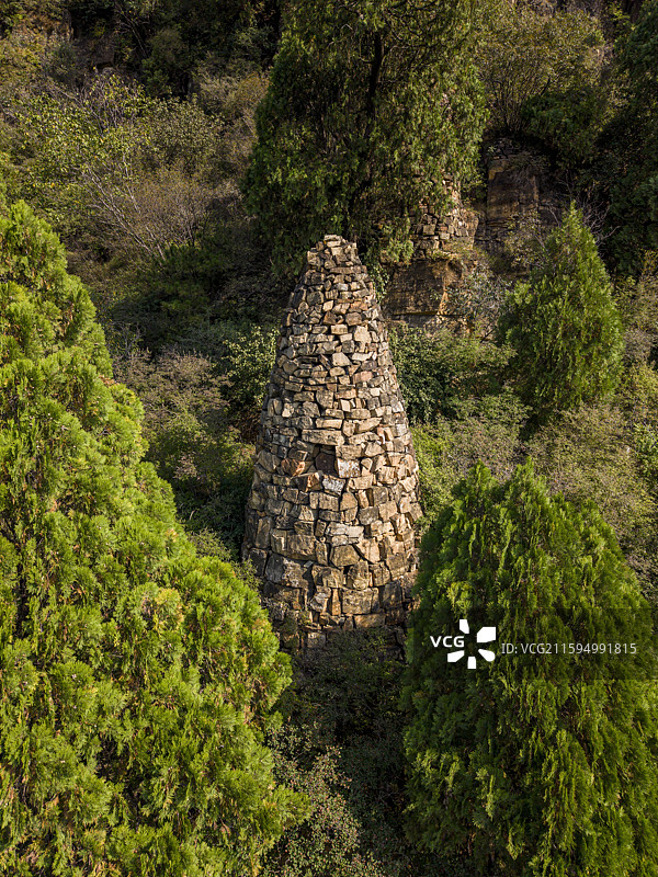 河北省承德市宽城县万塔黄崖寺砖石塔航拍图片素材