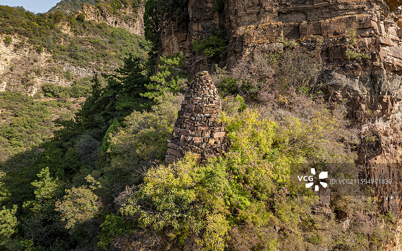 河北省承德市宽城县万塔黄崖寺砖石塔航拍图片素材