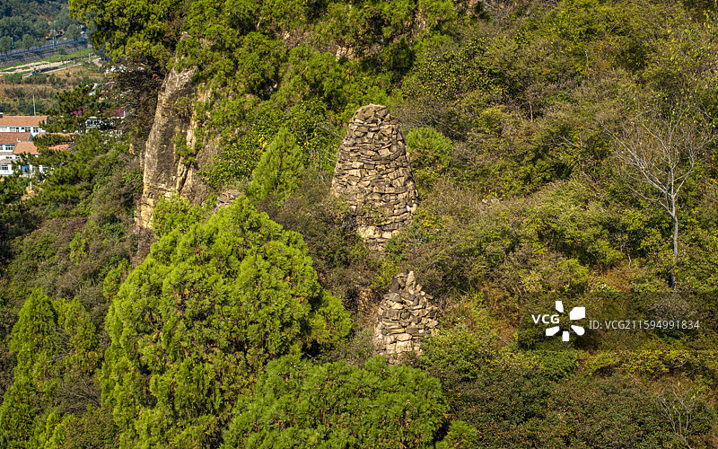 河北省承德市宽城县万塔黄崖寺砖石塔航拍图片素材