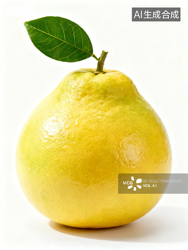 【AI数字艺术】带绿叶的黄色柚子图片素材