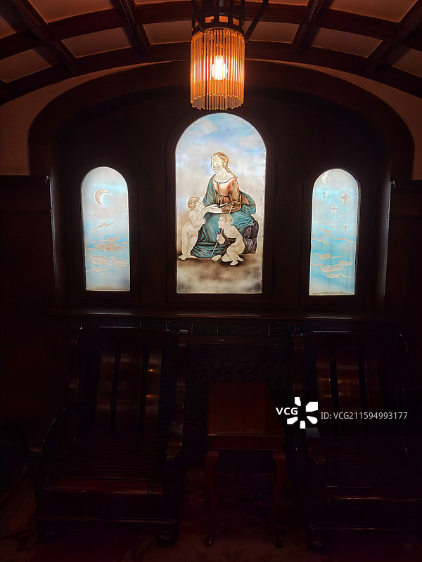 青岛德国总督楼旧址国家文物建筑｜初秋晴日德式官邸（红瓦坡度／石砌接缝）｜建筑数字资产库图片素材