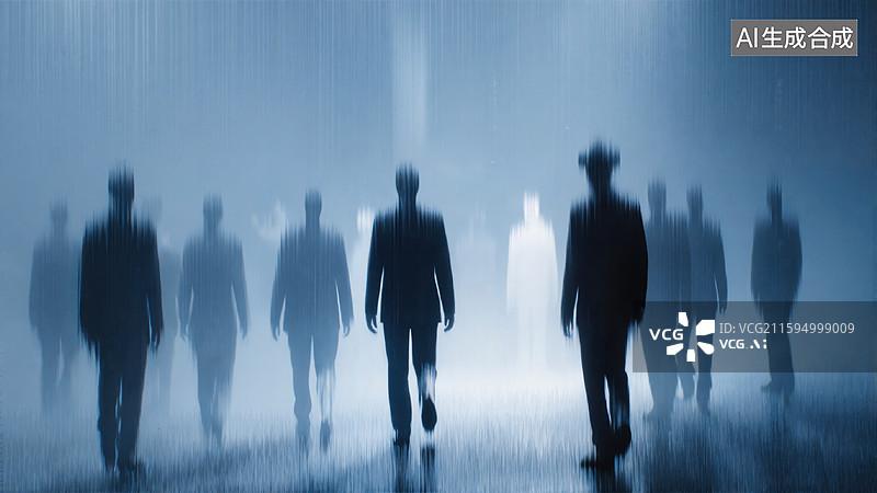 【AI数字艺术】都市行者剪影图片素材