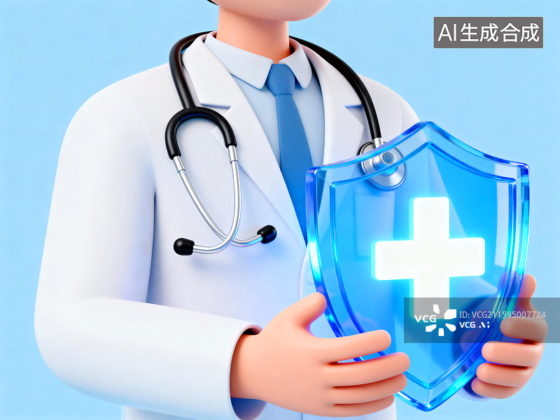 【AI数字艺术】拿着盾牌守护健康的医护人员图片素材