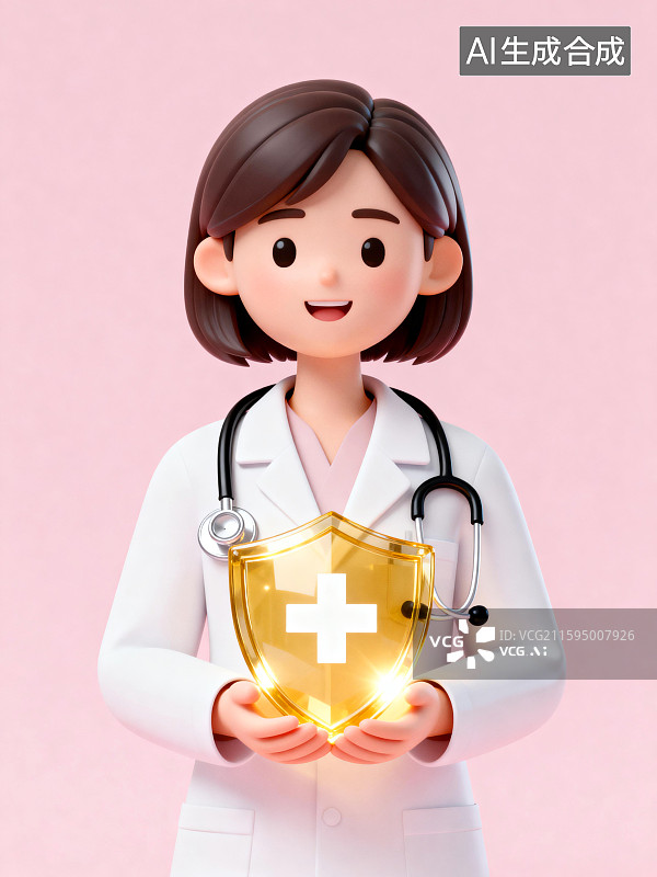 【AI数字艺术】拿着盾牌守护健康的医护人员图片素材