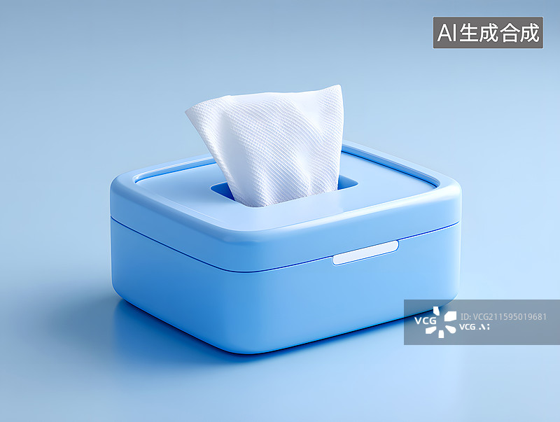 【AI数字艺术】一个蓝色的抽纸盒里装着抽纸图片素材