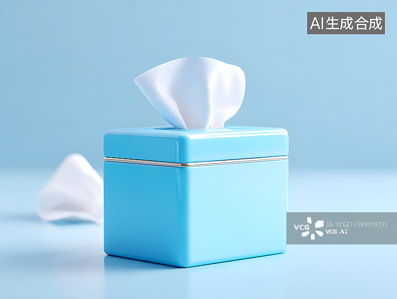 【AI数字艺术】一个蓝色的抽纸盒里装着抽纸图片素材