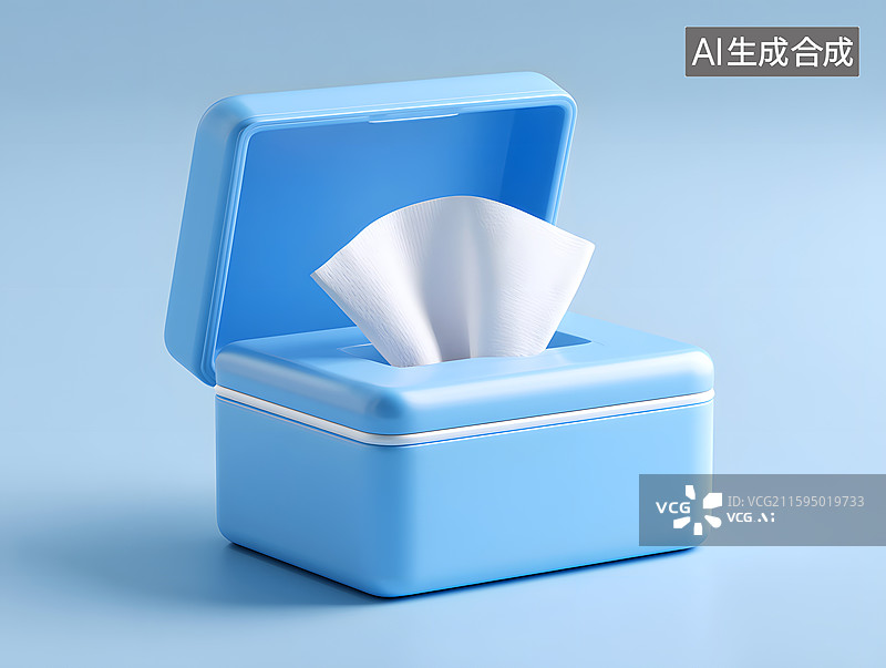 【AI数字艺术】一个蓝色的抽纸盒里装着抽纸图片素材