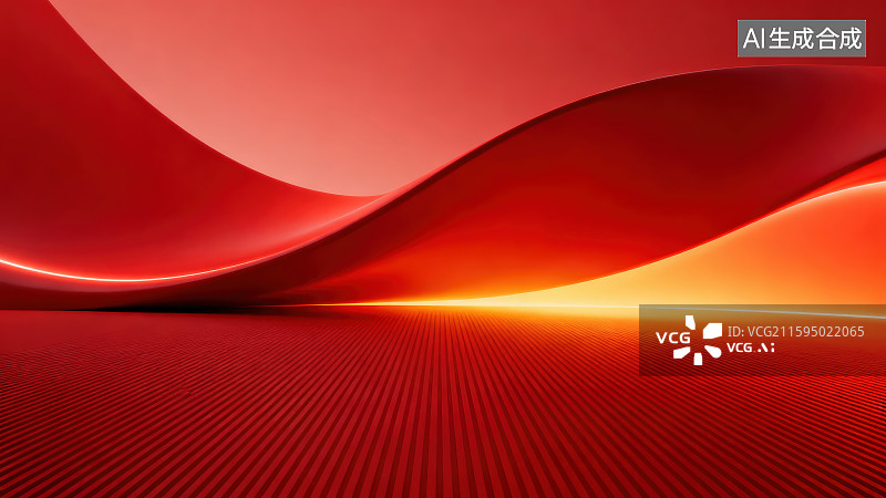 【AI数字艺术】红色条纹弯曲山脉地形抽象背景，节日新年春节喜庆党建红色背景图图片素材