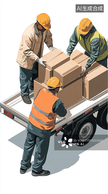 【AI数字艺术】工人装卸货物图片素材