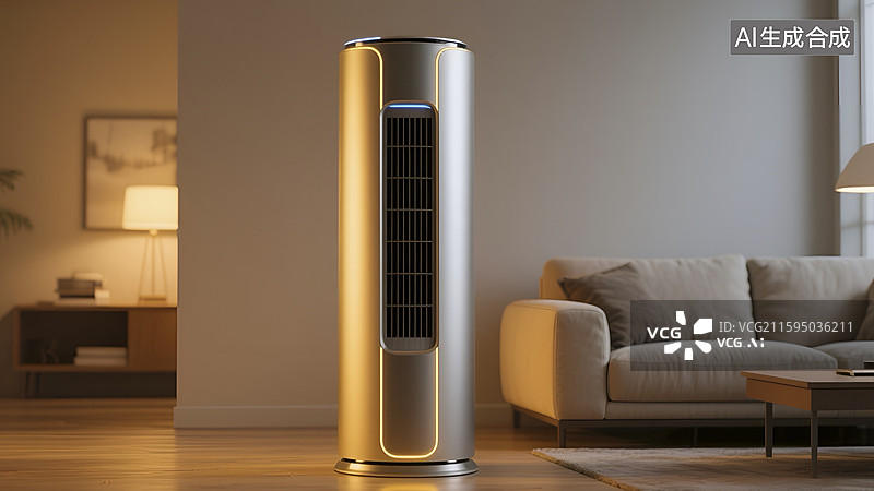 【AI数字艺术】客厅中的立式空调场景图图片素材