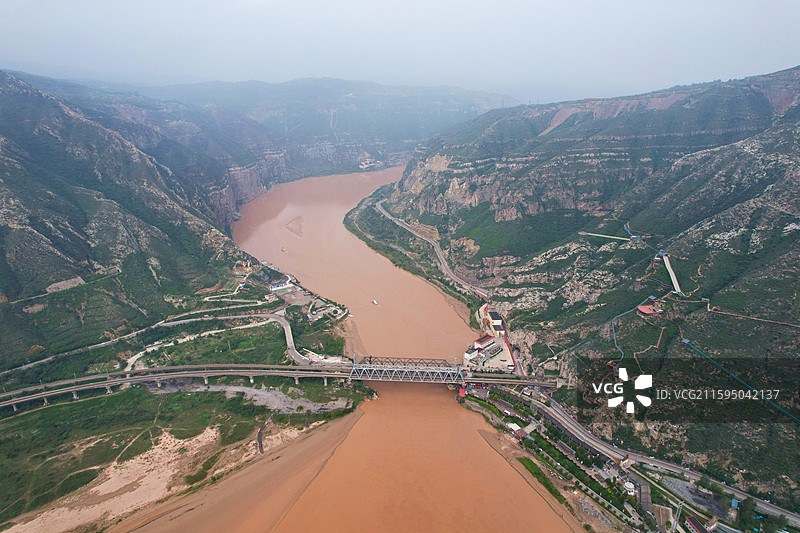 山西省河津市禹门口黄河龙门景区图片素材
