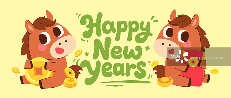 2026马年可爱插画海报图片素材