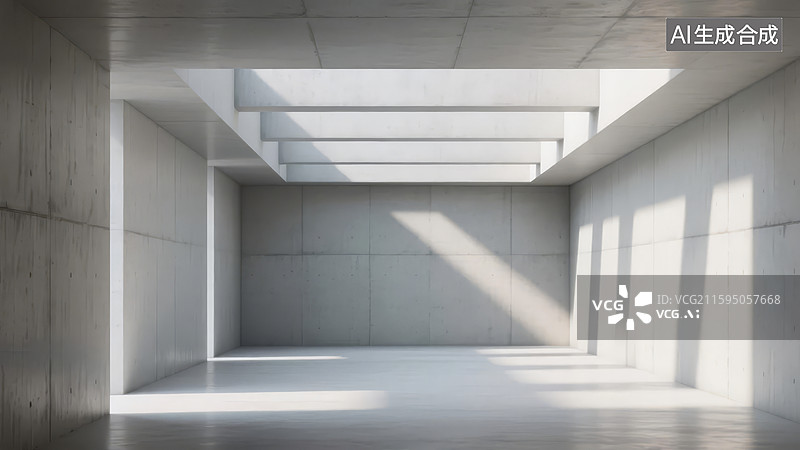 【AI数字艺术】现代混凝土建筑内部空间图片素材