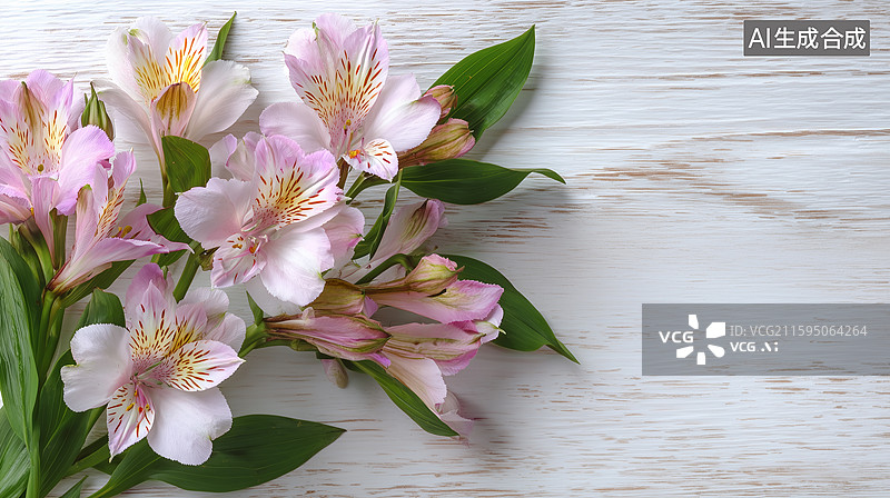 【AI数字艺术】六出花绿叶垂直构图图片素材