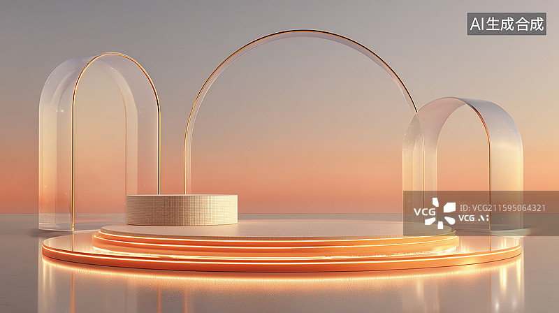 【AI数字艺术】未来极简展示舞台图片素材