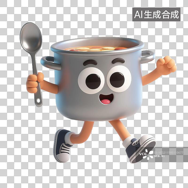 【AI数字艺术】3D渲染，一锅肉汤，砂锅煲汤，高汤，罗宋汤，免抠元素图片素材