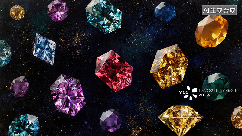 【AI数字艺术】璀璨宝石星空图片素材