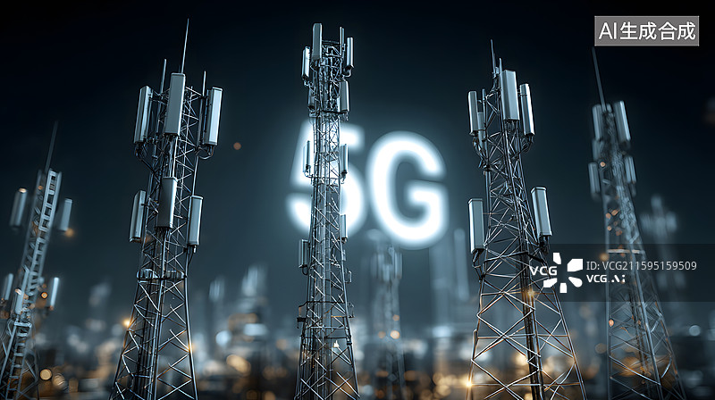 【AI数字艺术】城市中的 5G 基站图片素材