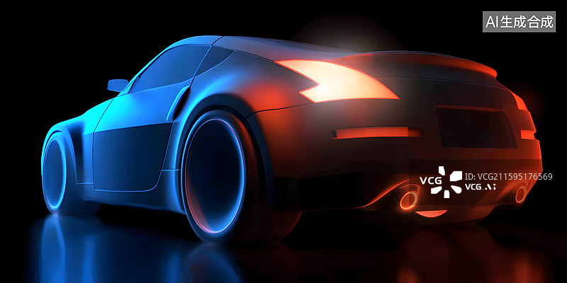 【AI数字艺术】炫彩光影下的未来跑车设计图片素材