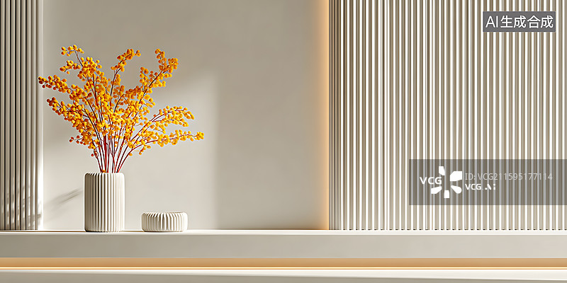 【AI数字艺术】现代简约室内花瓶装饰场景图片素材