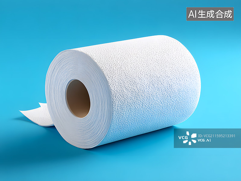 【AI数字艺术】蓝色背景上一卷卫生纸图片素材