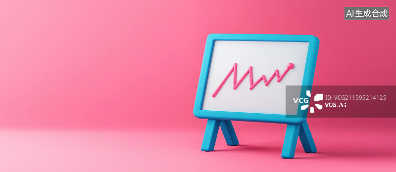 【AI数字艺术】3D三维金融营销展示图表的白板画架插图图片素材