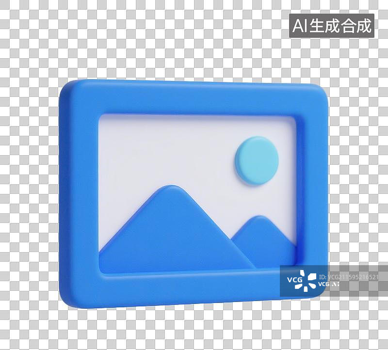 【AI数字艺术】3D三维风景照片画框山脉与太阳图库元素图片素材