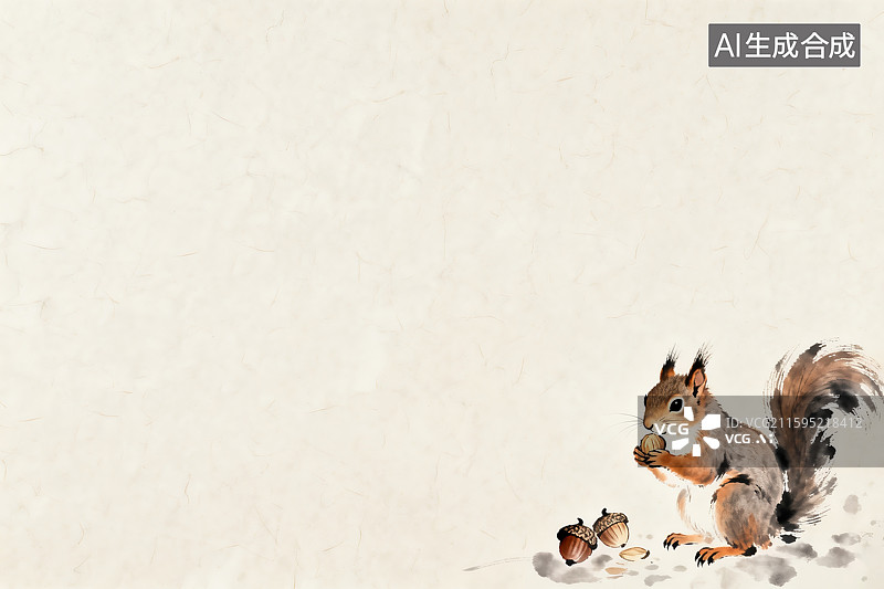 【AI数字艺术】浅色背景上可爱的松鼠图片素材