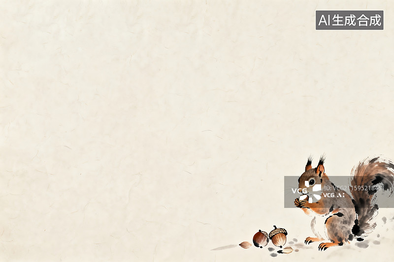 【AI数字艺术】浅色背景上可爱的松鼠图片素材