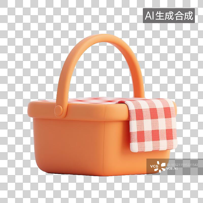 【AI数字艺术】3D卡通露营野餐篮图片素材