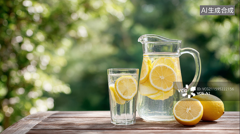 【AI数字艺术】户外清新柠檬饮水场景图片素材