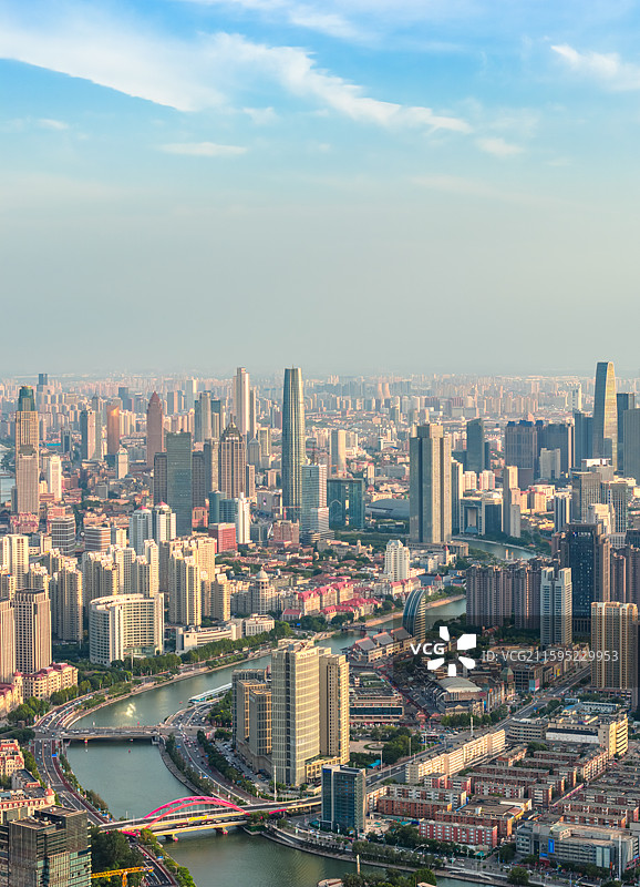 中国天津海河两岸城市风光航拍图图片素材