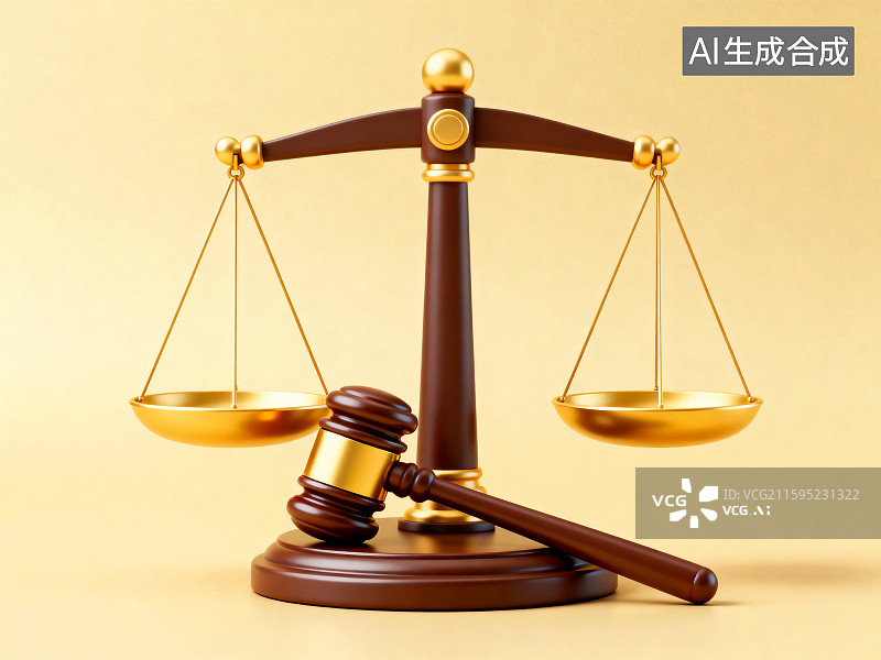 【AI数字艺术】3D天平与法槌图片素材