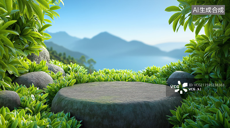 【AI数字艺术】产品展台和自然植物图片素材