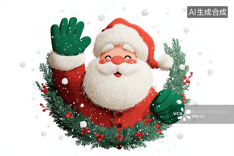 【AI数字艺术】雪夜窗景与圣诞装饰图片素材