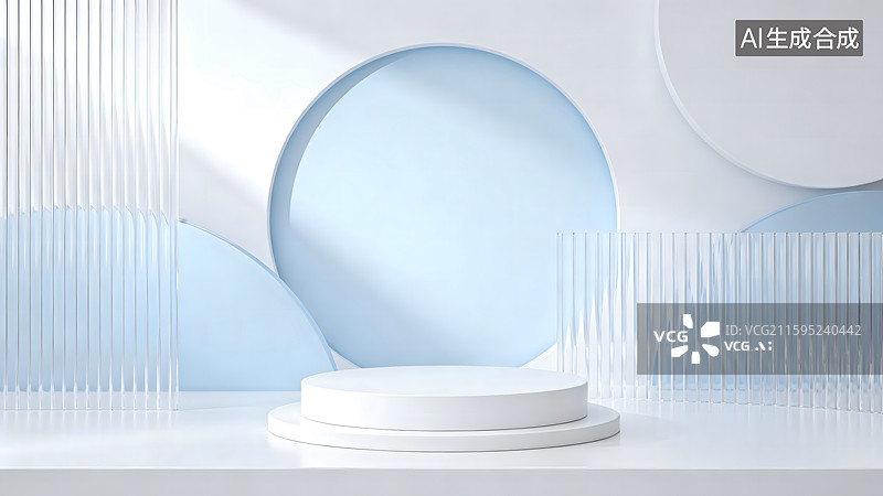 【AI数字艺术】简约家居白色产品展台建模背景图片素材