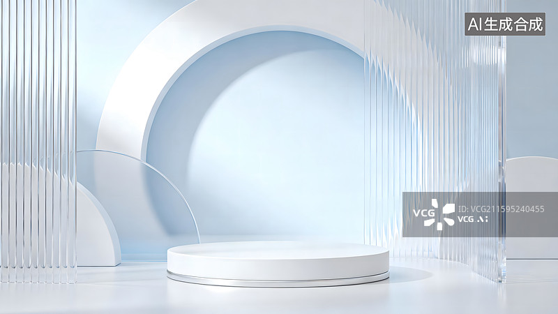 【AI数字艺术】简约家居白色产品展台建模背景图片素材