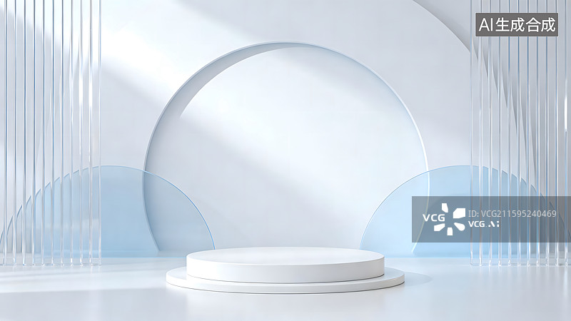 【AI数字艺术】简约家居白色产品展台建模背景图片素材