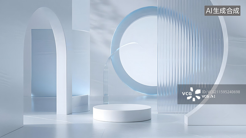 【AI数字艺术】简约家居白色产品展台建模背景图片素材