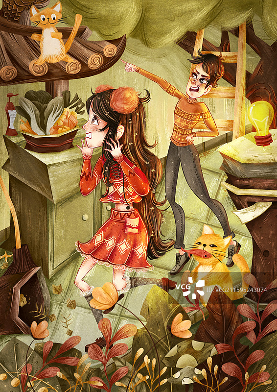 绘本风插画《寻猫记》图片素材