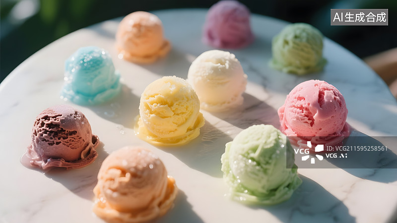 【AI数字艺术】夏日清凉冰淇淋组合图片素材