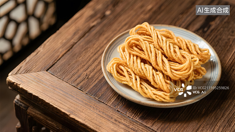 【AI数字艺术】传统美食油炸馓子图片素材