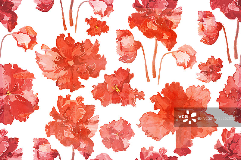 盛开的室内植物无缝图案图片素材