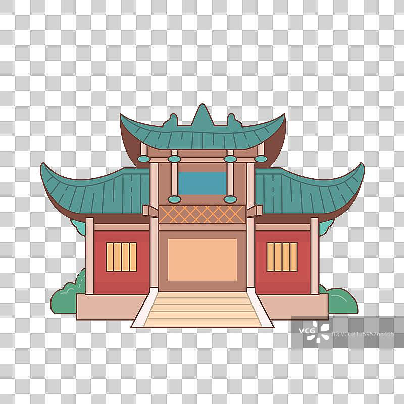 成都古建筑青城山矢量元素图片素材