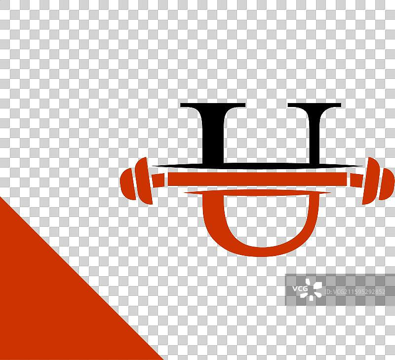 字母U标志与杠铃健身标志设计图片素材
