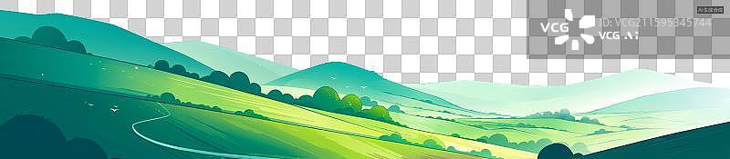 【AI数字艺术】翠绿起伏山丘与蜿蜒小路图片素材